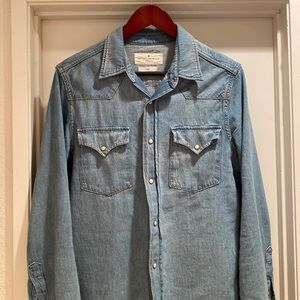 Washed Pearl Snap Denim Button-up